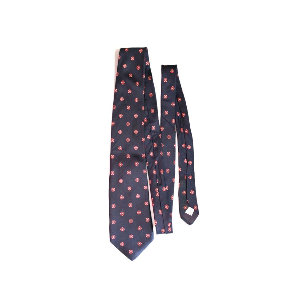 Norseman Silk Tie Navy Blue With Red 60" X 3"